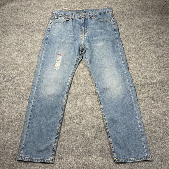 Levis 505 Jeans Mens 34x30 Straight Leg Blue Stretch 34 Light Wash Regular - Picture 1 of 10